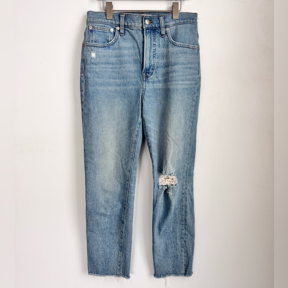 Madewell The Perfect Vintage Distressed Straight High Rise Jean Sz 26
